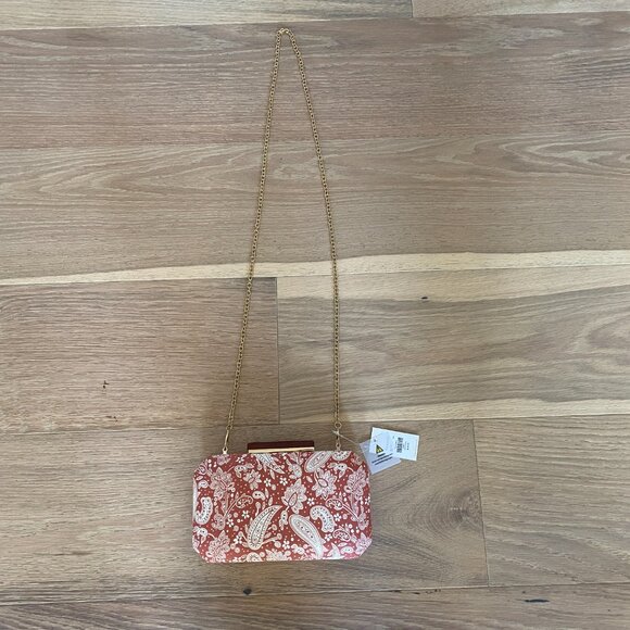 Francesca's Avery Wooden Frame Bandana Clutch NWT - Picture 8 of 11
